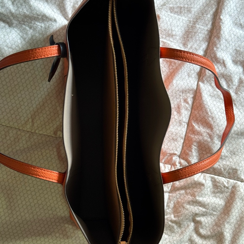 Tory Burch Perry triple compartment Orange Leather Tote - Picture 7 of 13